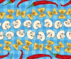 Red pepper and mushroom seamless pattern vector