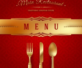 Red restaurant menu cover with vector