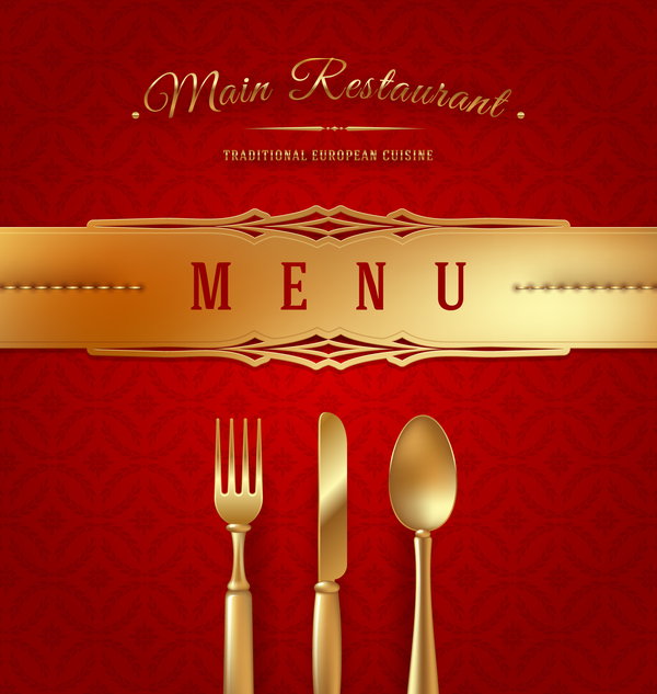 Red restaurant menu cover with vector
