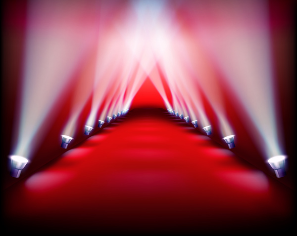 Red stage and spot light background vector