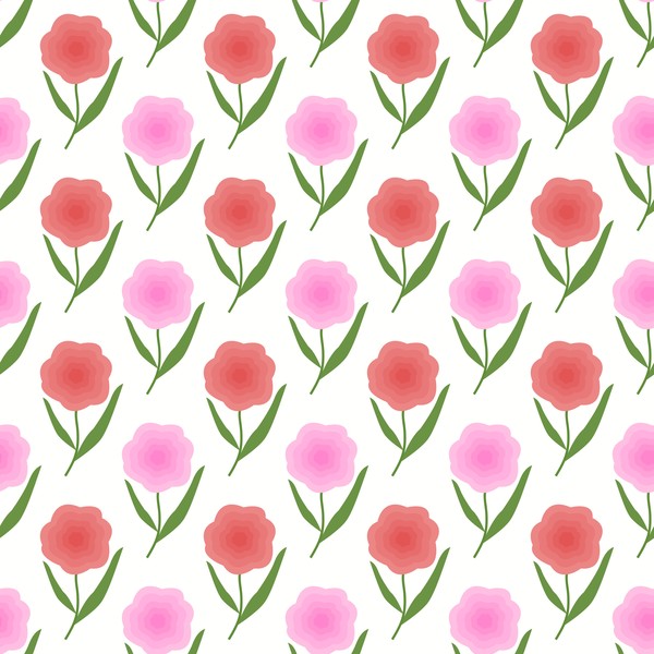 Red with pink flower seamless pattern vectors