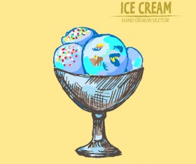 Retro ice cream hand drawing vectors material 01