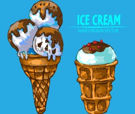 Retro ice cream hand drawing vectors material 02