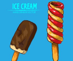 Retro ice cream hand drawing vectors material 03