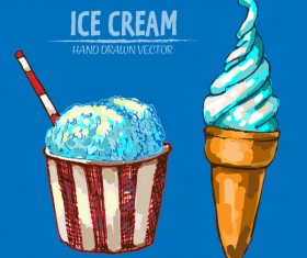 Retro ice cream hand drawing vectors material 04