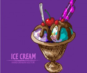 Retro ice cream hand drawing vectors material 08