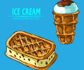 Retro ice cream hand drawing vectors material 11