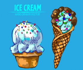 Retro ice cream hand drawing vectors material 15
