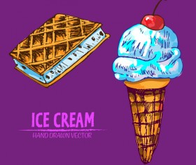 Retro ice cream hand drawing vectors material 16