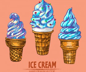 Retro ice cream hand drawing vectors material 18