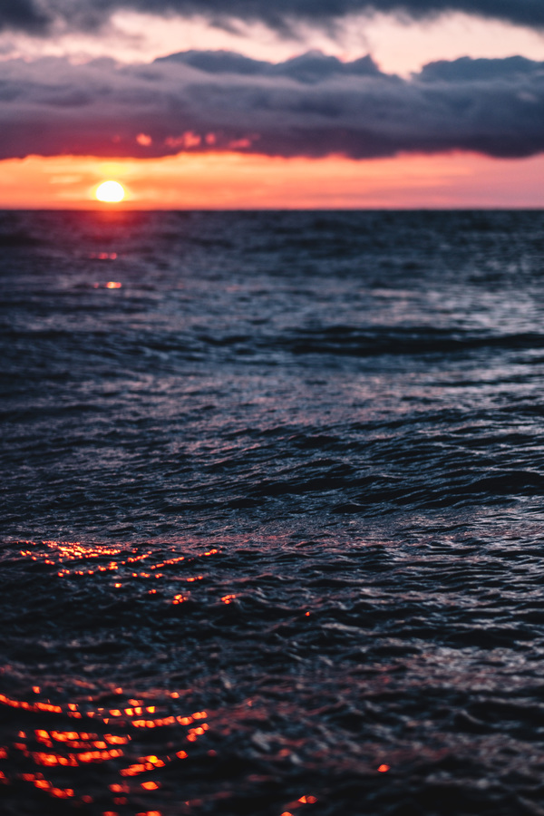 Ripple sea at sunset Stock Photo