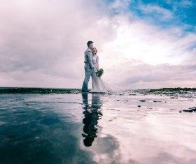 Romantic seaside wedding photo Stock Photo