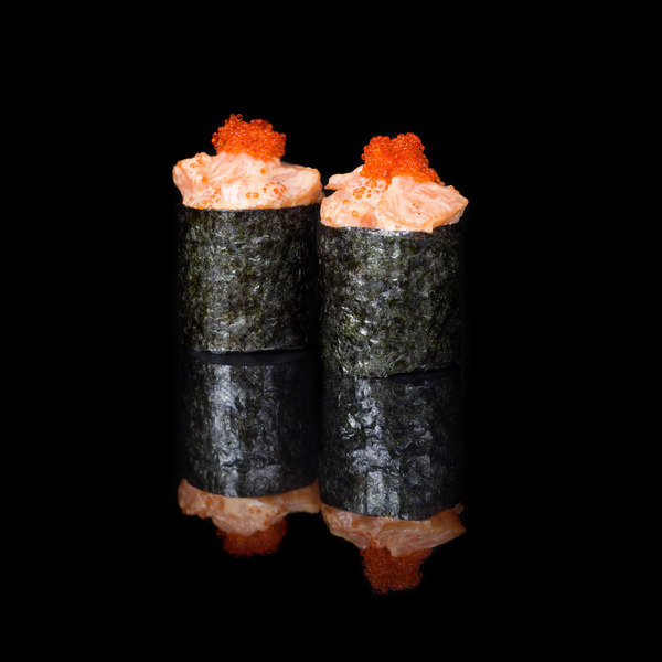 Sashimi with sushi and black background Stock Photo 02