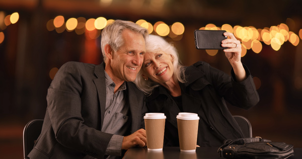 Selfie elderly couple Stock Photo