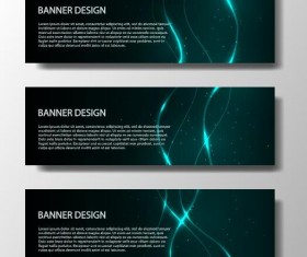 Shiny light line with dark banner vector