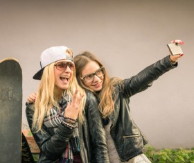 Sisters from taking pictures Stock Photo