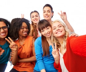 Smiling women of different nationalities Stock Photo 07