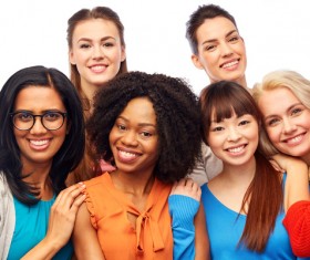 Smiling women of different nationalities Stock Photo 08
