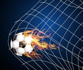 Soccer with fire flame vector