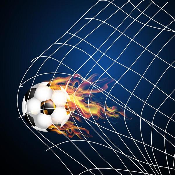 Soccer with fire flame vector