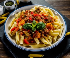 Spaghetti with tomato sauce Stock Photo