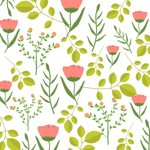 Spring flower seamless pattern vector material 04