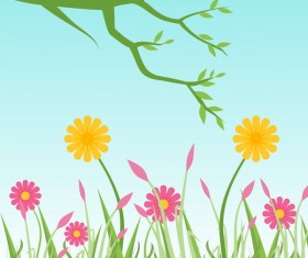 Spring flower with green vector