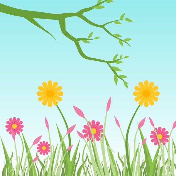 Spring flower with green vector