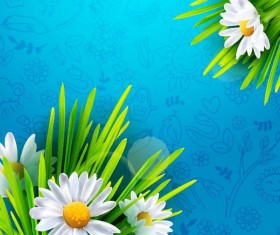 Spring flower with hand drawn pattern vector