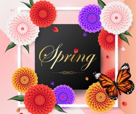 Spring frame with butterfly vector 01