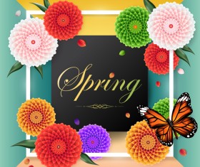 Spring frame with butterfly vector 02