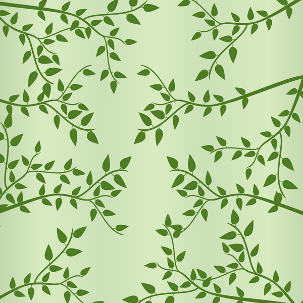 Spring green leaves vector pattern 02
