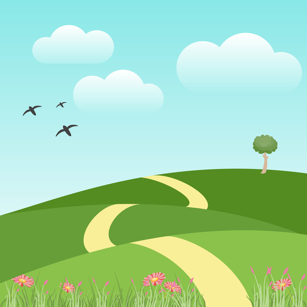Spring natural with green vector background 01