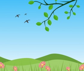 Spring natural with green vector background 02