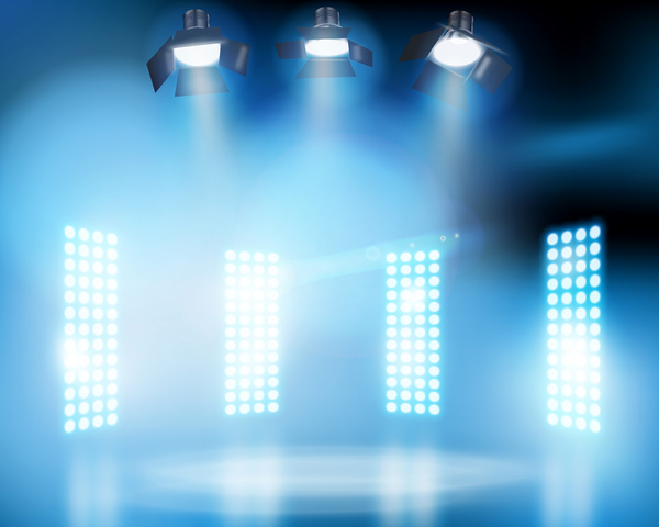 Stage lighting and spotlights vector background
