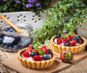 Strawberry and blueberry decorated fruit tart Stock Photo 01