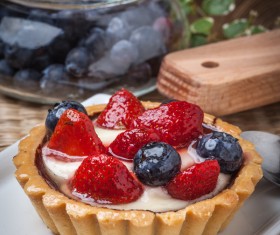 Strawberry and blueberry decorated fruit tart Stock Photo 02