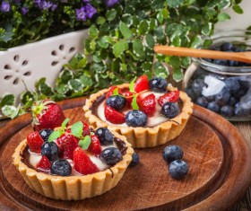 Strawberry and blueberry decorated fruit tart Stock Photo 03
