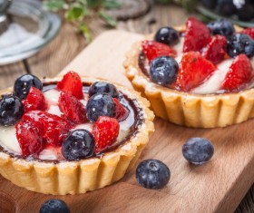 Strawberry and blueberry decorated fruit tart Stock Photo 04