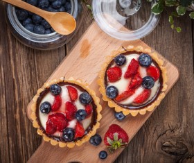 Strawberry and blueberry decorated fruit tart Stock Photo 05
