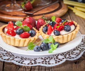 Strawberry and blueberry decorated fruit tart Stock Photo 07