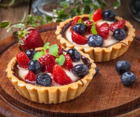 Strawberry and blueberry decorated fruit tart Stock Photo 08