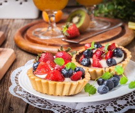 Strawberry and blueberry decorated fruit tart Stock Photo 09