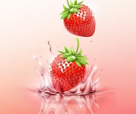 Strawberry juice splash vector