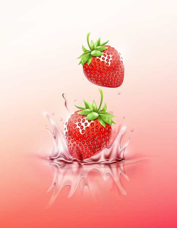 Strawberry juice splash vector