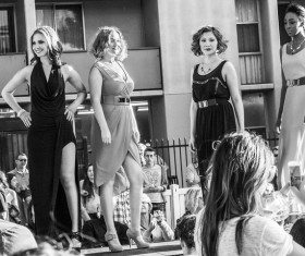 Street Spring fashion show black and white photo Stock Photo