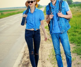 Stylish young couple outing Stock Photo 01