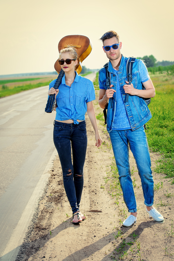 Stylish young couple outing Stock Photo 01