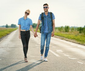 Stylish young couple outing Stock Photo 02