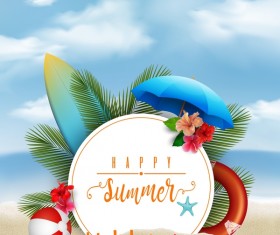 Summer beach background vectors design 01